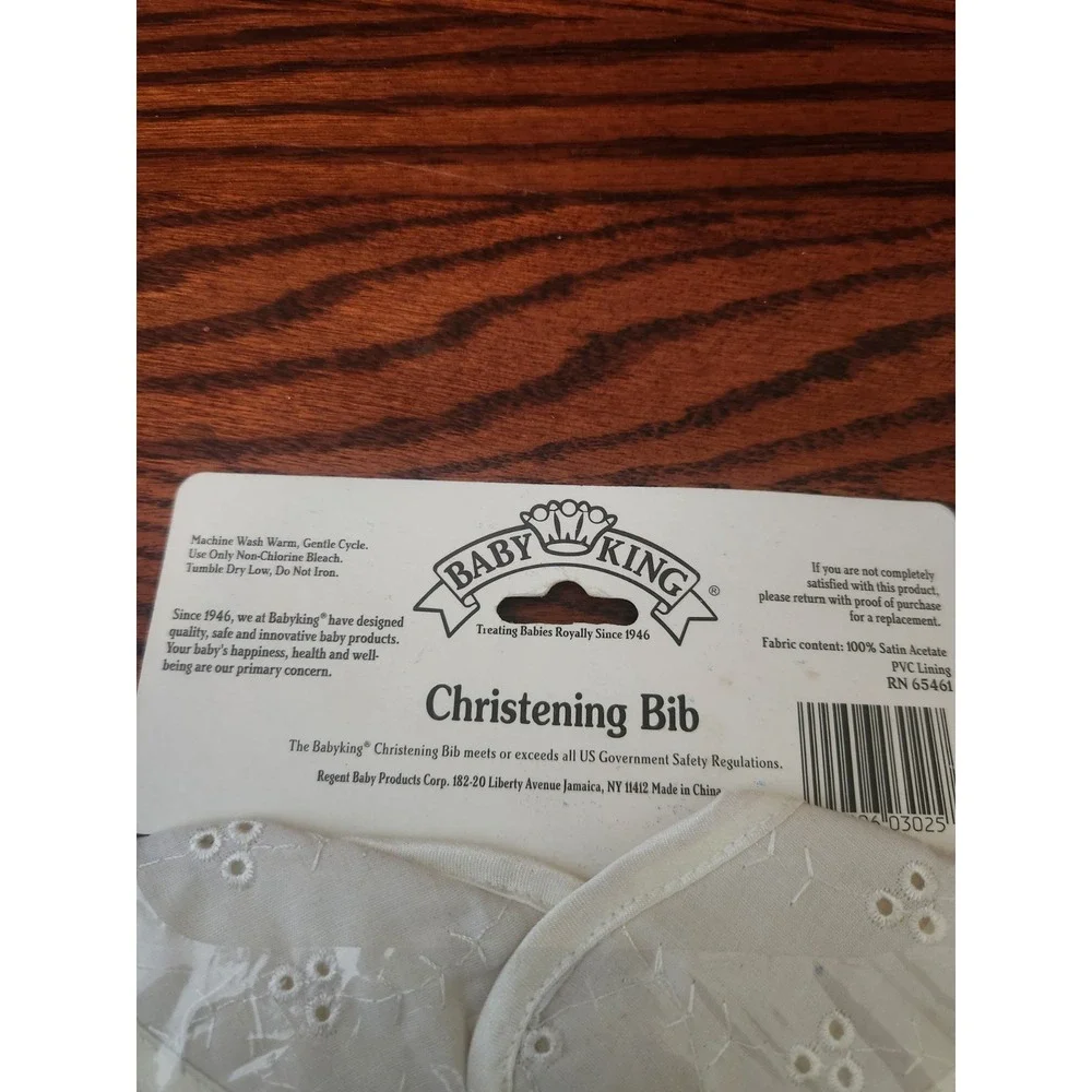 Vintage Baby King Christening Bib NOS